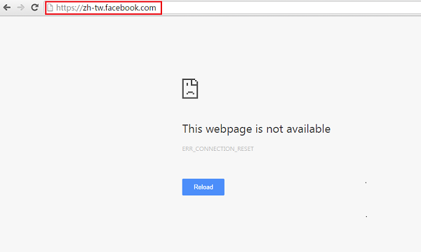 a screenshot of a browser open facebook but showing this webpage is not available